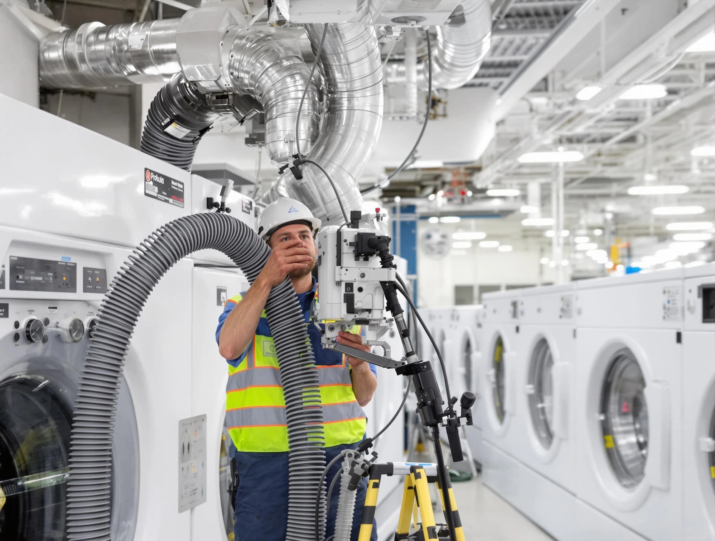 Canton Dryer Vent Cleaning team performing commercial-grade dryer vent cleaning at a business facility in Canton
